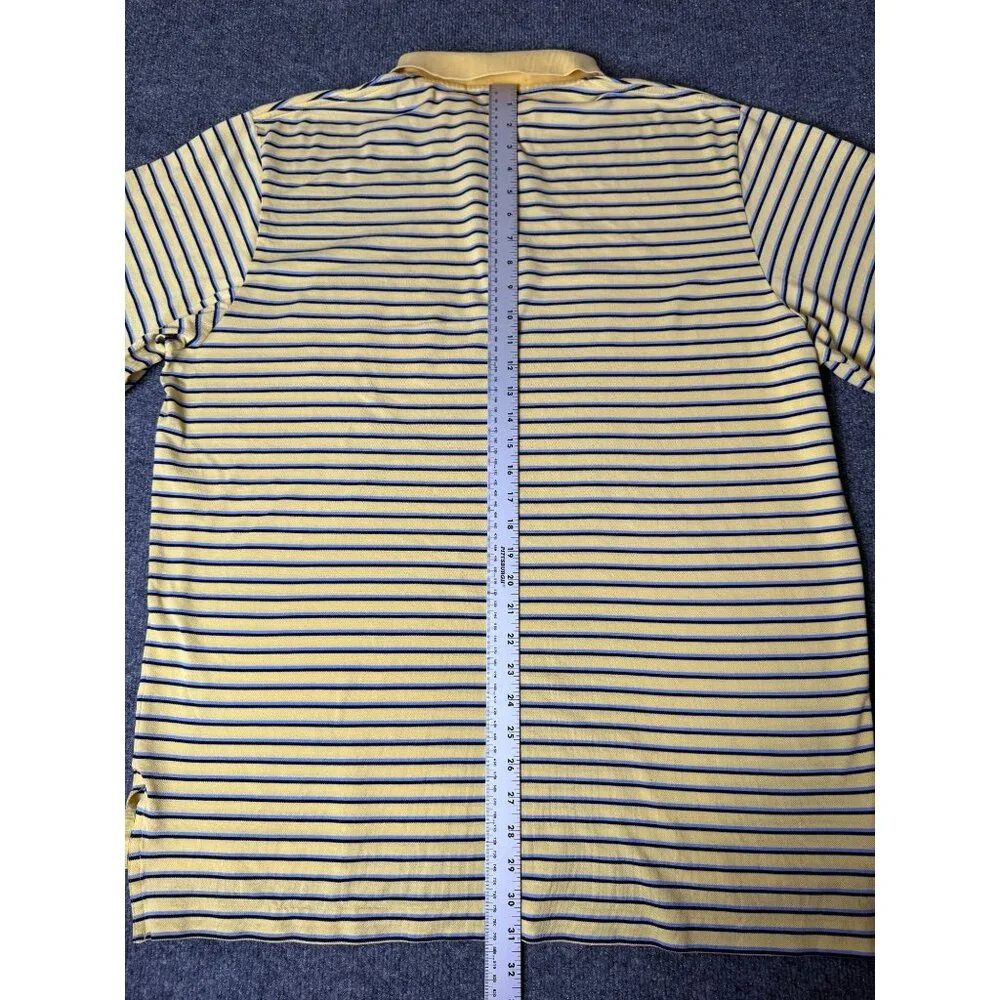 Polo Golf Ralph‎ Lauren Polo Shirt Mens XL Yellow/Blue Striped Short Sleeve Pony
